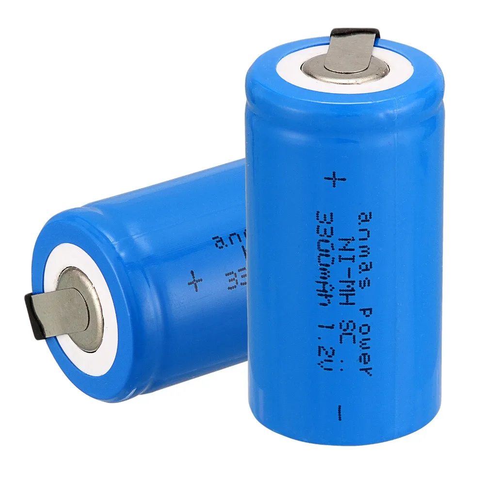 

2PCS Blue Color Anmas Power 1.2V 3300mAh Rechargeable SC Battery Sub C NI-MH Cell