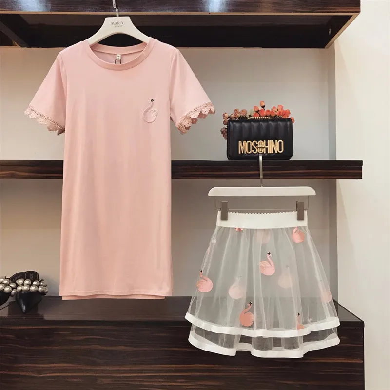 Amolapha-Women-Swan-Embroidery-Lace-Sleeve-Tshirt-Dress-Skirts-2PCS-Clothing-Sets-Clothes-Suits (1)_