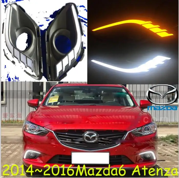 Фара бампера автомобиля для Mazda 6 мазд6 atenza дневной свет~ 2016y Atenza Противотуманные фары светодиодный DRL фары для мазда6 противотуманные фары - Цвет: Model1 White yellow