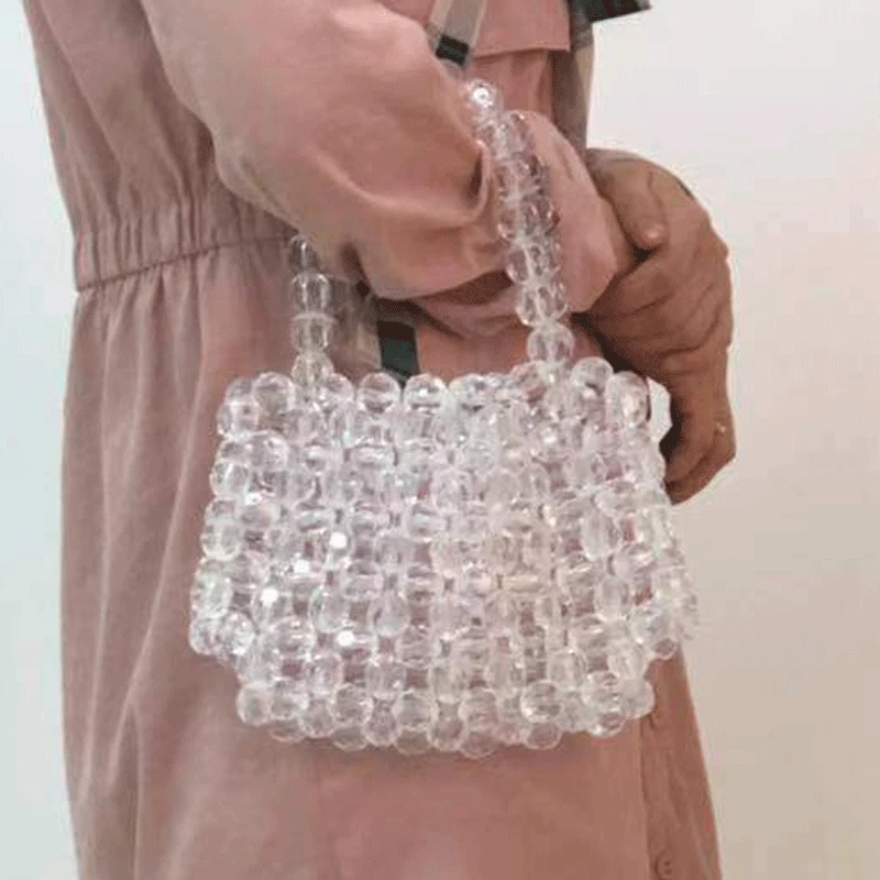 

beaded crystal bag net red with the mobile hand fairy hollow transparent Bags Women Famous Brands Luxury Handbags Women Bags