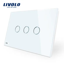 Manufacturer, Livolo Wall Switch VL-C903-11,3-gang 110~220V Crystal Glass Panel,US Touch Screen Control Wall Light livolo manufacturer knight black touch switch crystal glass panel digital touch light wall home switch vl c702 12 vl c701 12