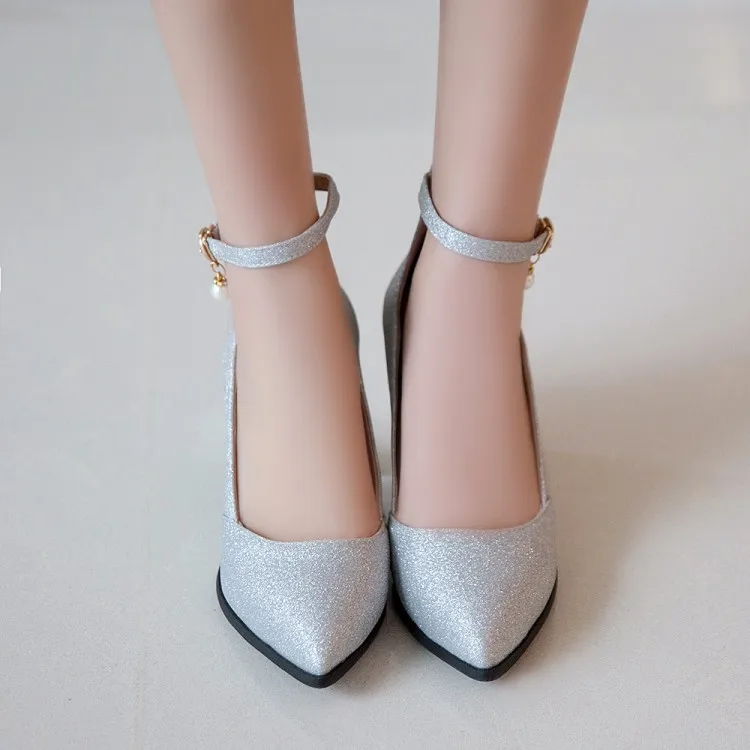 

Big Size 11 12 13 14 15 16 17 Ladies high heels women shoes woman pumps Sequins Rough heeled high heeled single shoes