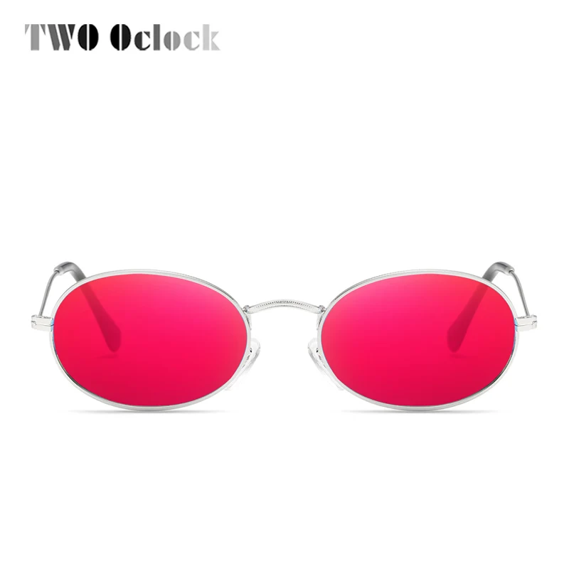 

TWO Oclock Ladies Small Oval Sunglasses Women Vintage Retro Pink Red Mirror Sun Glasses UV400 Rose Gold Metal Shades Oculo X3020