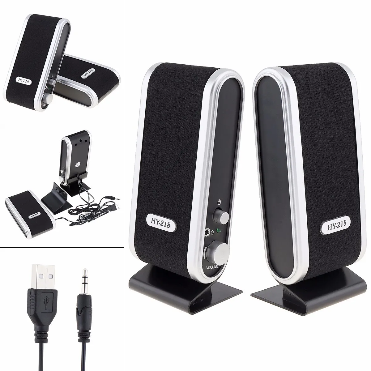 Portable Usb 2 0 Power 3 5mm Speaker Headphones Microphone Headphones Audio Jack Hy 218 Mini Plastic For Notebook Desktop Pc