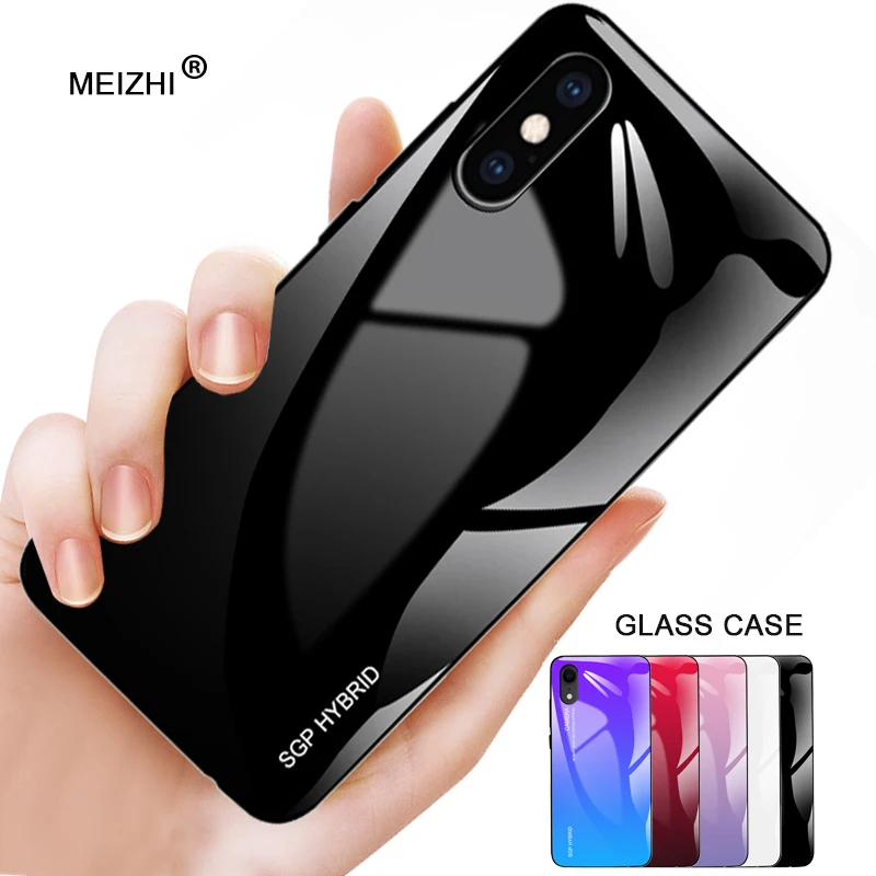 

Tempered Glass Case For iPhone 7 8 X 6 6S Plus 5 5s Gradient Color Blue Ray Aurora Skin Back Cover For iPhone XS Max SX XR Case