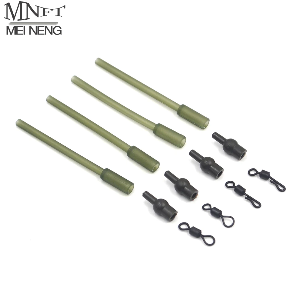 

MNFT 12Set Matt Black Quick Change Swivels Or Rolling Swivel Inline Lead Inserts Rubber Tulip Beads Fishing Terminal Accessory