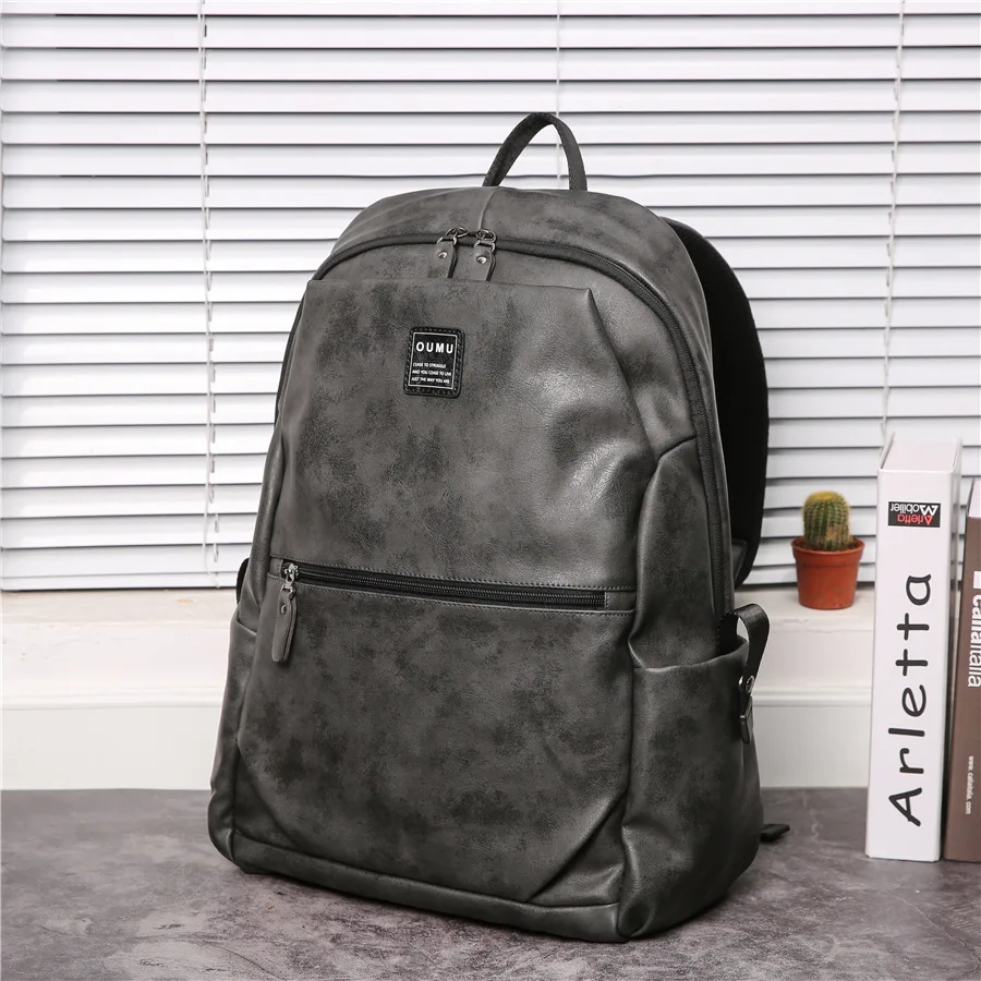 

Backpack Men's Fashion Trend Backpack Men's Casual Small Travel Bag Simple Leather College Student Bag Laptop Backpack