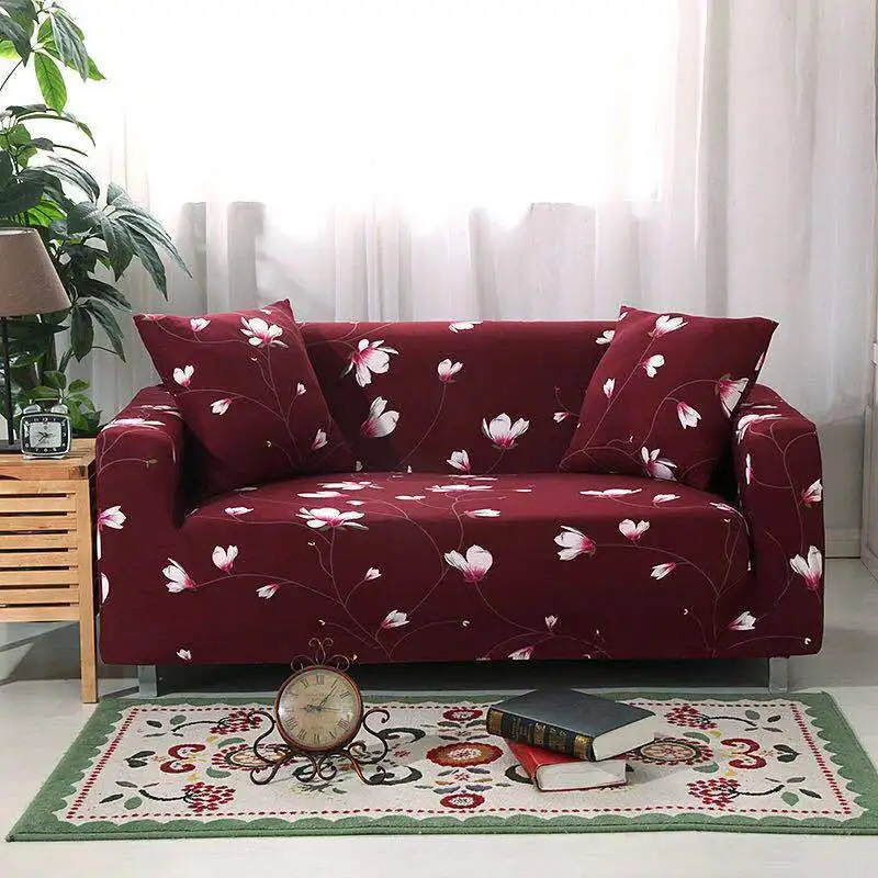 Модные эластичные диван с резиновой нескользящей подошвой с цветочным принтом 1/2/3/4 местный Крышка для дивана Гостиная чехлы для мебели - Цвет: Sofa Cover-9