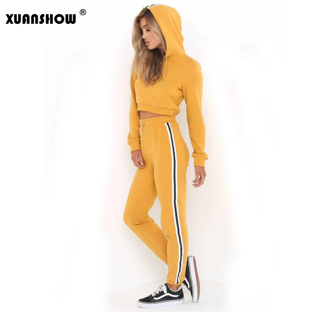 Женский спортивный костюм XUANSHOW комплект из двух предметов: Короткая Толстовка с
