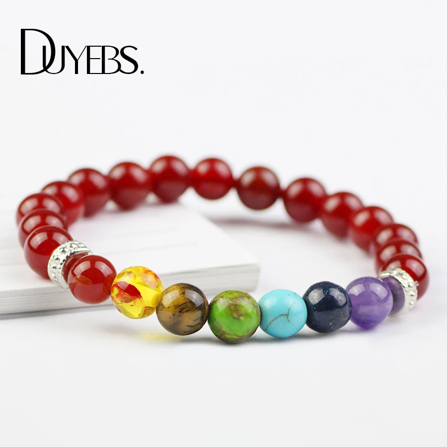 

DUYEBS 7 Chakra Bracelet Men Black Lava Healing Balance Beads Reiki Buddha Prayer Natural Stone crystal Yoga Bracelet For Women