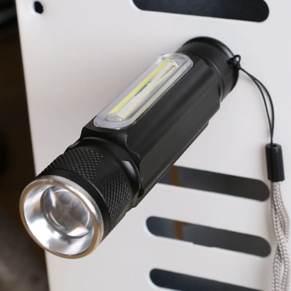 Магнитная походная лампа, usb светодиодный фонарик T6+ COB фонарь, перезаряжаемый светодиодный фонарь, 4 режима, водонепроницаемый фонарик с зумом 18650