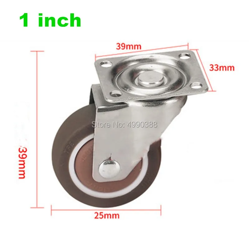 

Mini small casters,diameter 1inch/25mm,TPE rubber,Super mute wheels,bear 15kg/pcs,For bookcase drawer Flower racks