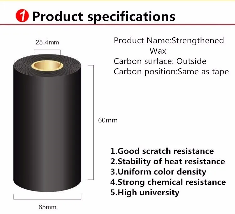 Снаружи 60*300 усиленная восковая лента 60 мм X 300 м черные сильные чернильные ленты 60 мм X 300 мм Принтер штрих-кодов восковые ленты