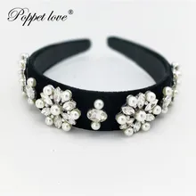 Женский ободок для волос из золотого бархата с широким жемчугом, ободок для волос, ободок для волос, изысканные обручи для волос, ювелирная тиара, аксессуары для волос