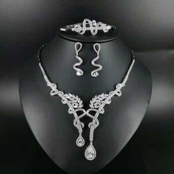 

NEW FASHION Retro crystal water drop zircon necklace earring wedding bride banquet formal dinner dress jewelry set free shipping