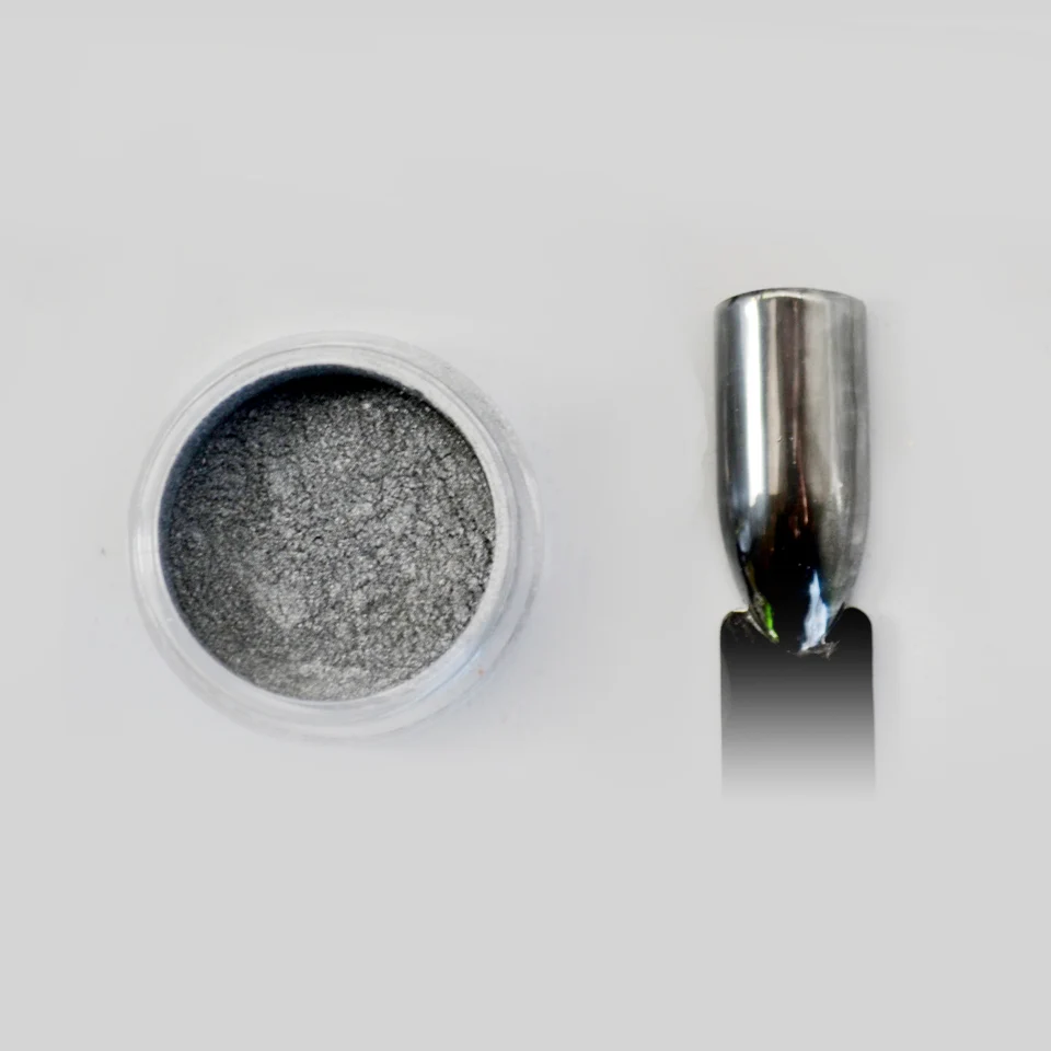 Серебряный черный зеркальный ногтевой порошок блестит Сияющий пигмент для ногтей хромированная пыль маникюр Дизайн ногтей украшения SF2053