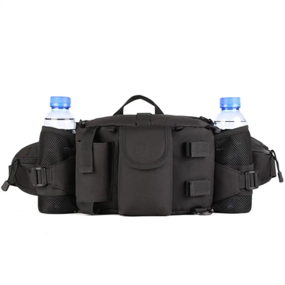 N двойная бутылка для воды Мужская нейлоновая поясная спортивная сумка ремень Тактическая Военная дорожная походная Сумка для кемпинга тактический рюкзак анти-слеза - Цвет: Black