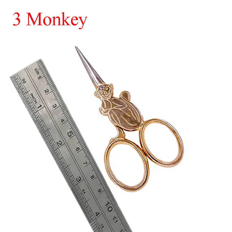 Рукоделие Thrum Fancywork Dressmake Scissor ткань резьба ножницы швейная игла Вышивка крестом портной пряжи винтажная отделка - Цвет: Gold Monkey