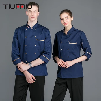 

Anti-static Long Sleeve Winter Chef Jacket Restaurant Cooking Jacket Stand Collar Work Uniform Waiter Jacket Bakery Chef Uniform
