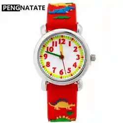 PENGNATATE детские часы для мальчиков мультфильм 3D динозавр силиконовые часы модные детские подарки водостойкий ремешок браслет наручные часы