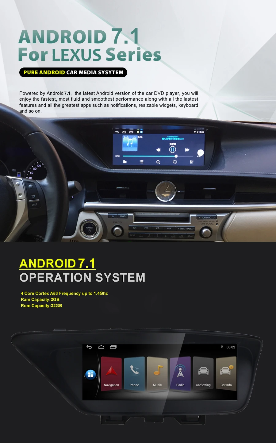 Cheap NAVIRIDER premium navigation 10.25" screen Car DVD for Lexus ES300 ES250 ES350 2013-2016 Android 7.1 head unit multimedia player 1