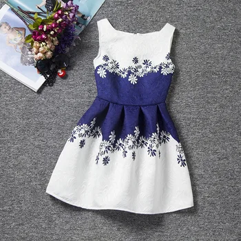 

2019 Children's Dresses for Girls Flower Printed Dress Korean Kids Clothes 6-11 Years