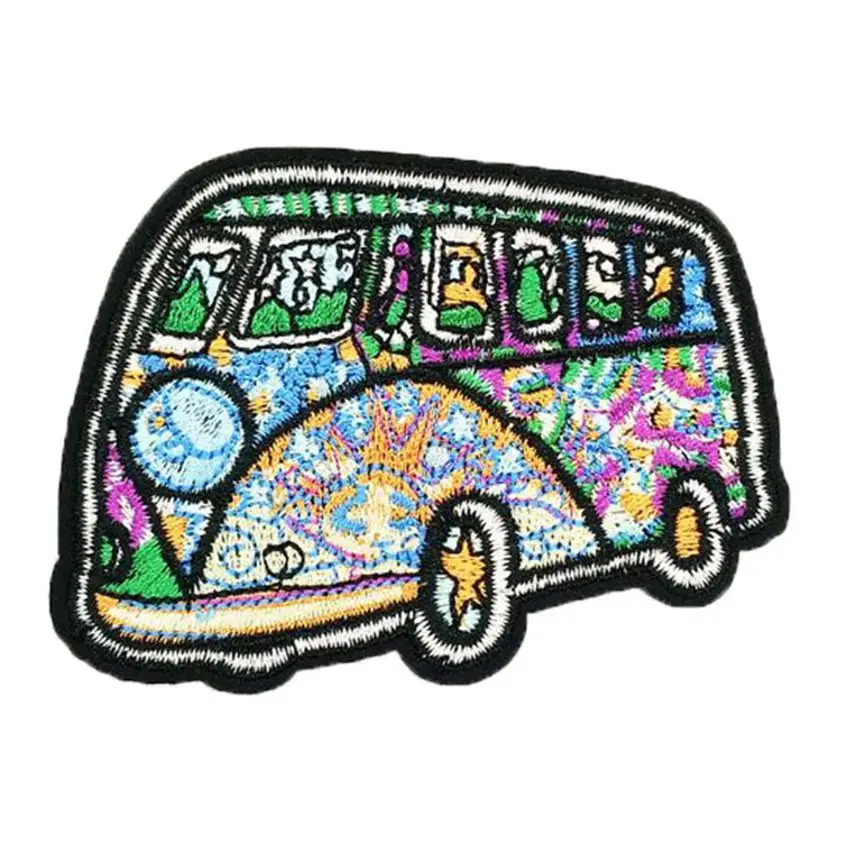 Hippie Love Peace Bus Coloured Sew Iron on Patch Badge Embroidery DIY Appliques Hippie Love Peace Bus Coloured Sew Iron on Patch Badge Embroidery DIY Appliques