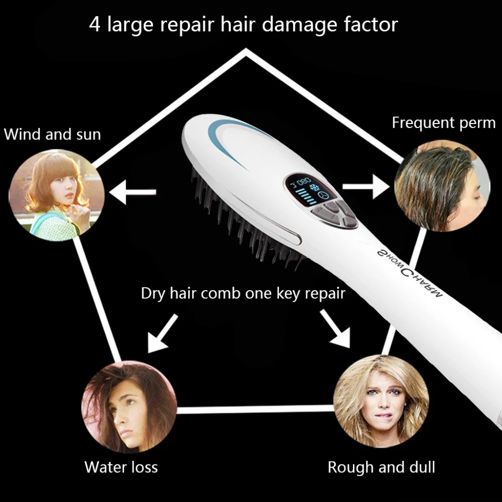 

Straightening Brush Hair Straightener Dryer Infrared Heating Anti Static Auto-off Beauty Salon Styling Tools EU US UK AU Plug