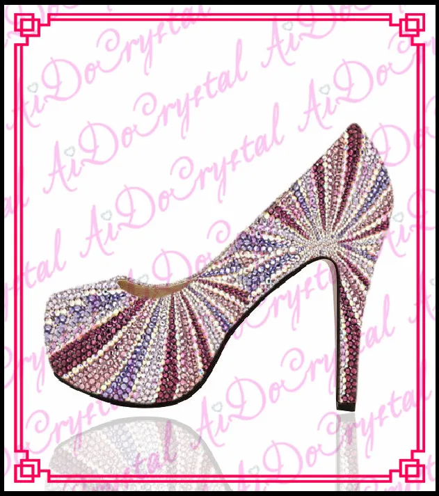 Aidocrystal custom color rhinestone shoes evening party Crystal