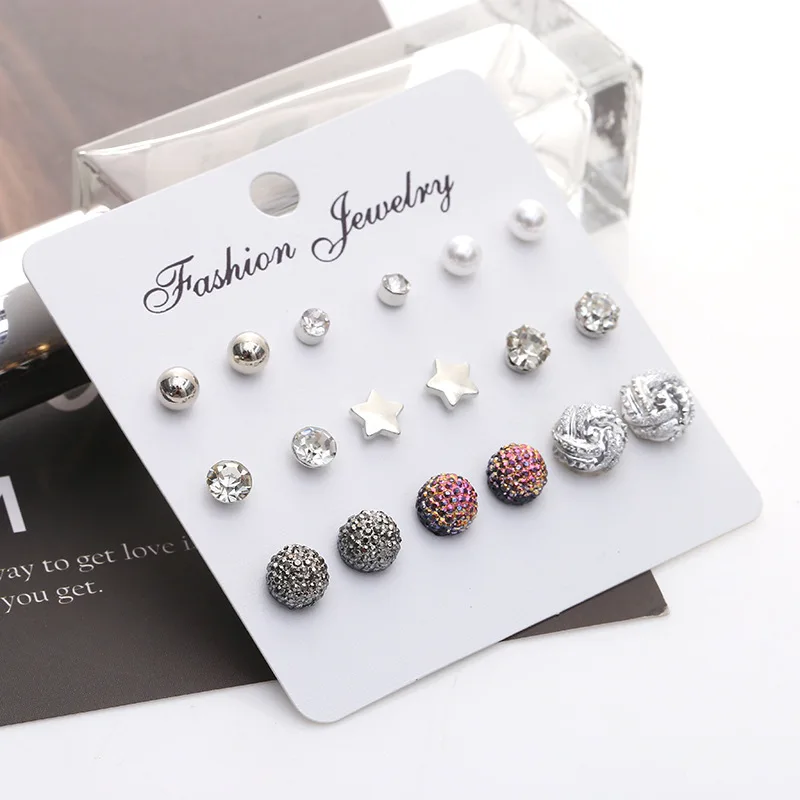 

Pendientes Oorbellen And American Popular Hot Style Set Auger Pearl Shambhala Sparkling Earrings Cover Assembly Many Ear Wax