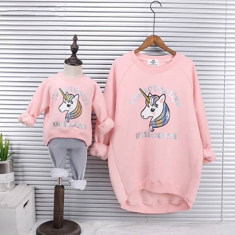 

Mommy And Me Sweatshirt Clothes Mother And Daughter Clothes Unicorn Velvet Family Look Mom Daughter Family Matching Clothes
