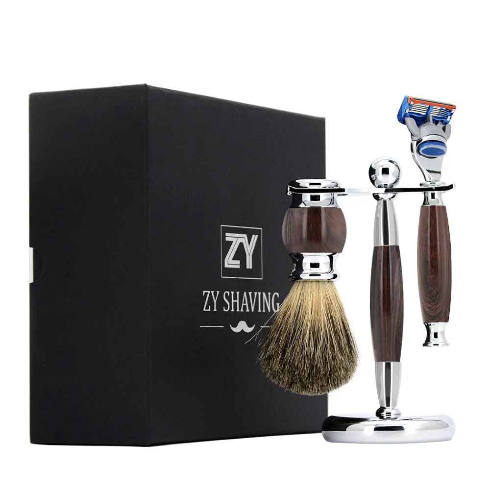 

Grandslam 3in1 Safety Razor Set Shaving Brush Kit, 5 layers Manual Safety Razor + Badger hair shaving Brush + Razor holder Stand