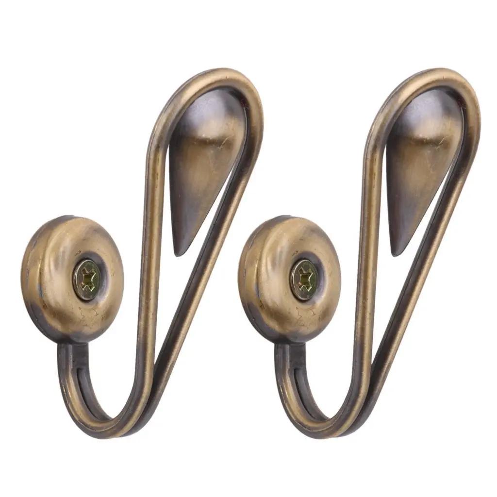 , OULII 2pcs Vintage Drapery Curtain Holdbacks Tieback Hooks Rose Pattern Black