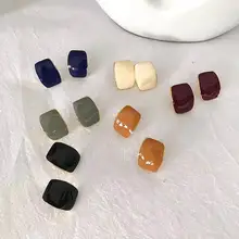 MENGJIQIAO Новые простые винтажные эмалированные геометрические серьги-гвоздики для женщин модные большие квадратные Букле д 'ореиль Femme Brincos