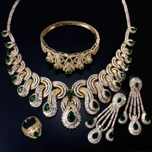 Роскошные женские свадебные комплекты ювелирных изделий с кубическим Цирконом 4 шт наборы(ожерелье+ браслет+ серьги+ кольцо