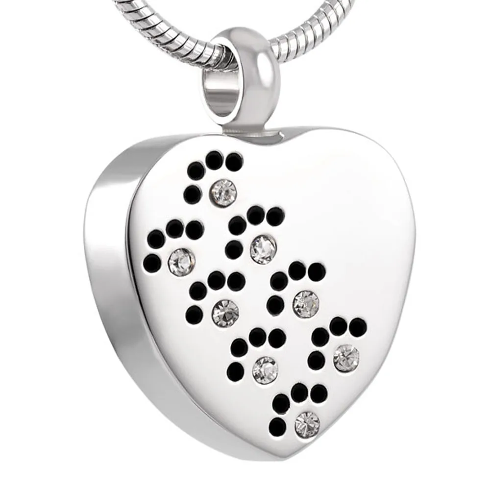 MJD8383 нержавеющая сталь Pet Paw Memorial Jewelry ожерелье с кристаллами кремации урны для