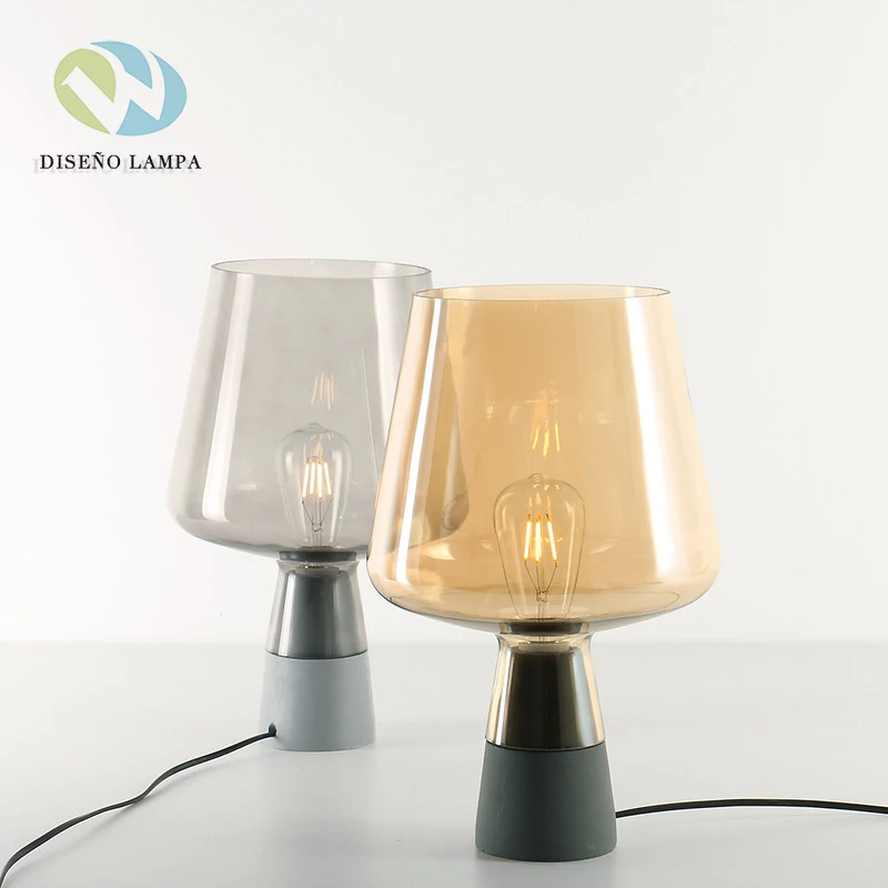 

Cement glass reading light bedside table lamp concrete post modern study room desk lighting office hotel restaurant Stand lamp
