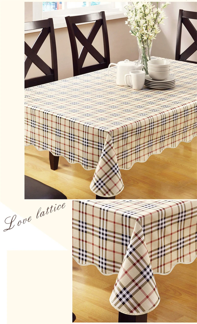 8 Types Simple Plaid Waterproof PVC Plastic Tablecloth For Table Oilproof Fabric Retangle Tea Table Cover  Hotel & Home Decor   