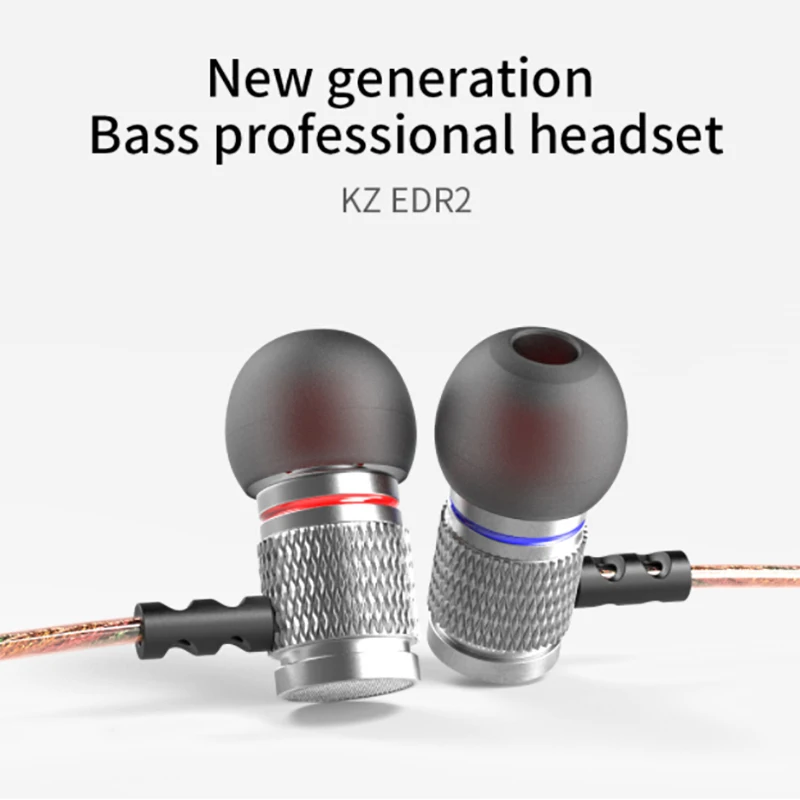 

Original KZ EDR2 metal exquisite sparkling silver mini in-ear earphone Bass HIFI stereo with mic music portable phone headset
