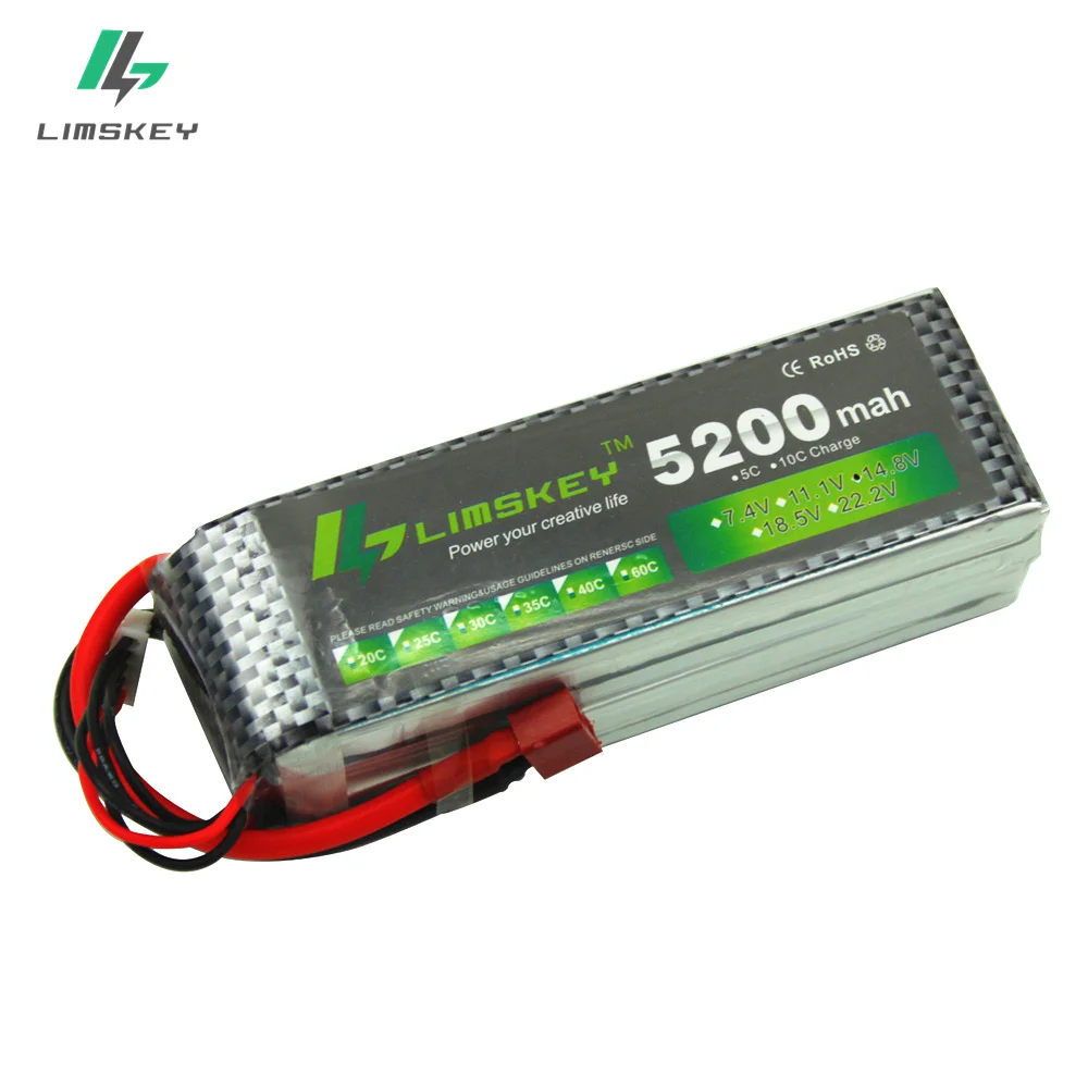 

Limskey POWER 4S Lipo Battery 14.8v 5200mah 30C RC Helicopter RC Car RC Boat Quadcopter Lipo 14.8V Battey