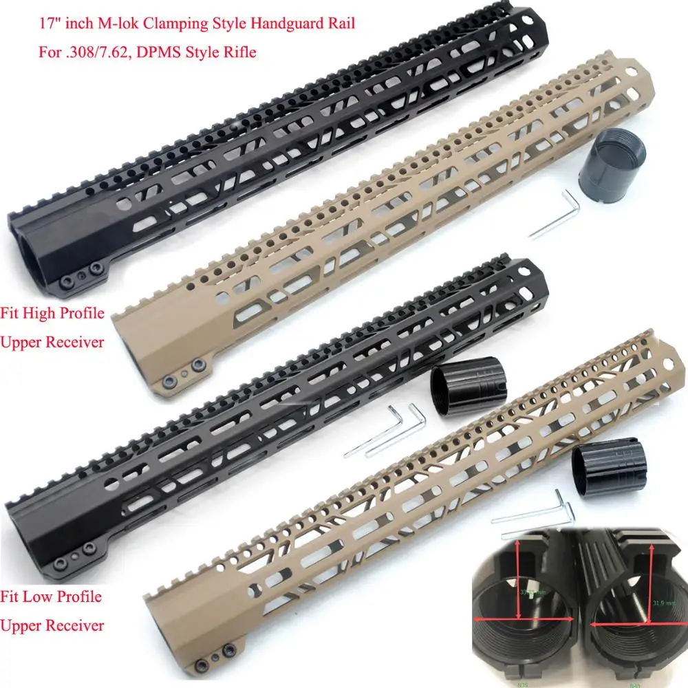 TriRock 17 ''дюймовый Экстра длина LR-308 7,62 M-lok Handguard рельсовый зажим профиль/Низкий Profile_Black/Tan Цвет