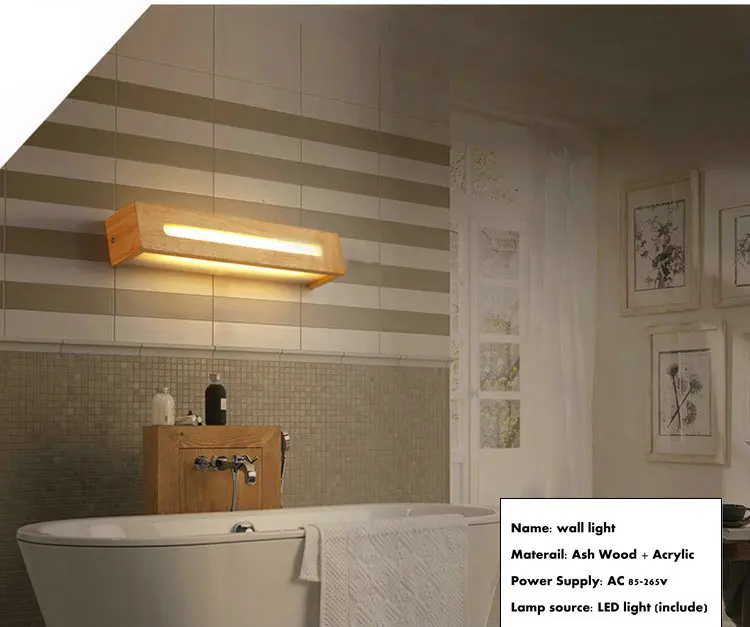 Деревянное винтажное светодиодное настенное зеркало для ванной комнаты