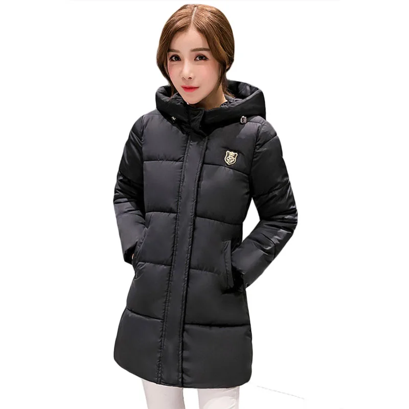 

2016 Korean students cotton jacket female long section of large size bread padded winter clothes wholesale women parkas 7342