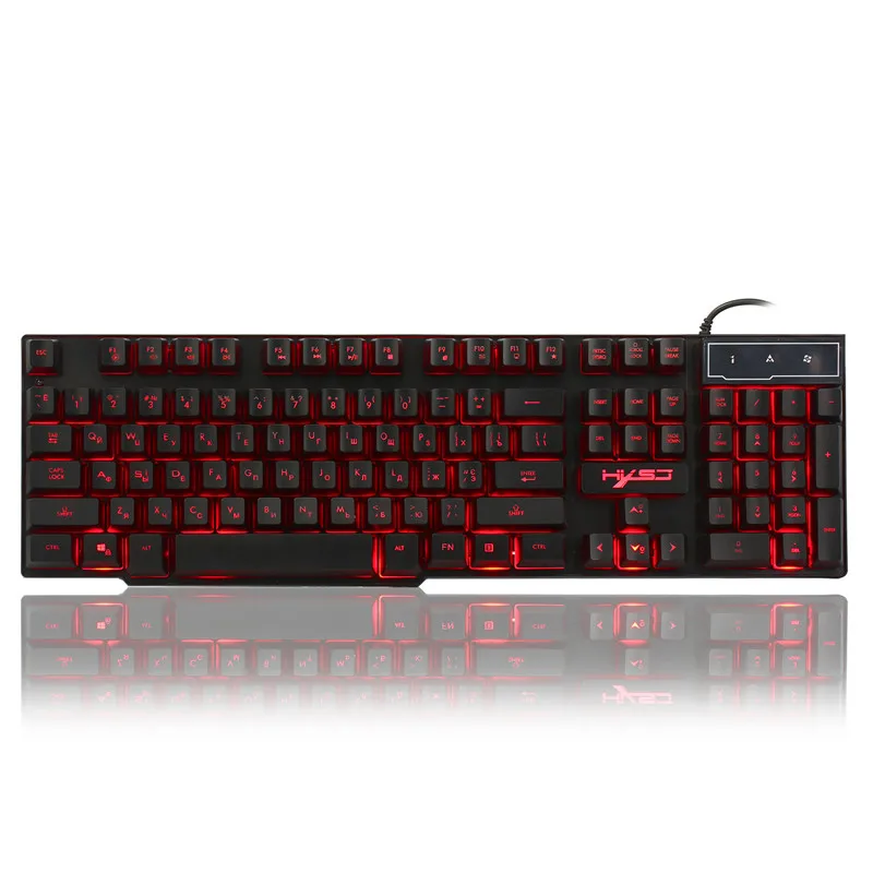 

HXSJ-R8 Russian/English Gaming Keyboard with 3 Color LED Backlit Keycaps Teclado Gamer for PC Games with Similar Mechanical Feel
