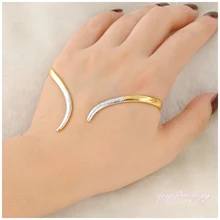 Mytys nueva joyería de moda brazalete palma la handlet palma brazalete de oro amarillo plateado para dama r713