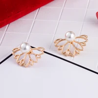 Marisa Lotus Pearl Flower Stud Earrings 4
