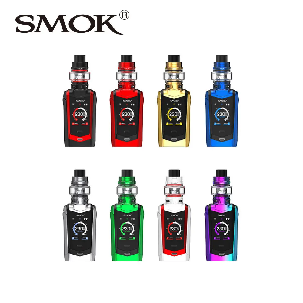 

2018 New SMOK Species 230W Touch Screen TC Kit with 5ml/2ml TFV8 Baby Version 2 Tank Max 230W No 18650 Battery Vs E-priv/X-priv