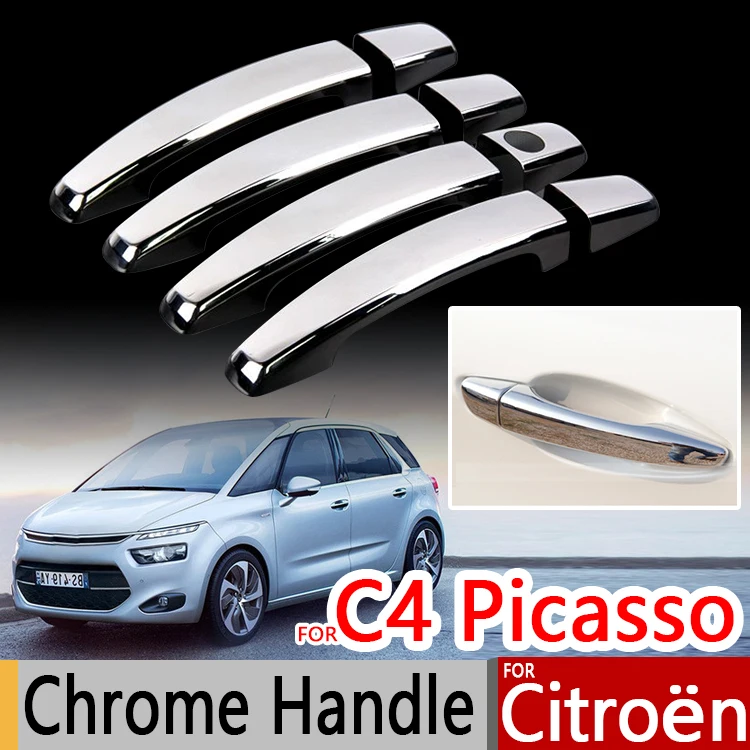 Хромированные чехлы на ручки для Citroen C4 Picasso 2014 2016 4 шт. стикеры автостайлинга Grand