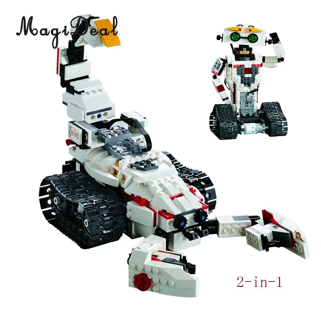 

DIY 710 Pieces 2-in-1 RC Remote Control Car Building Bricks Kits Kids Educational Toy Gifts -Battle Scorpion Car & Robot