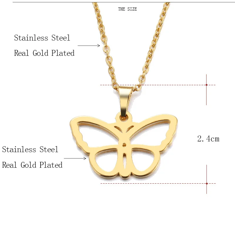 CACANA Stainless Steel Necklace For Women Man Lover's Beauty Butterfly Gold And Silver Color Pendant Necklace Engagement Jewelry